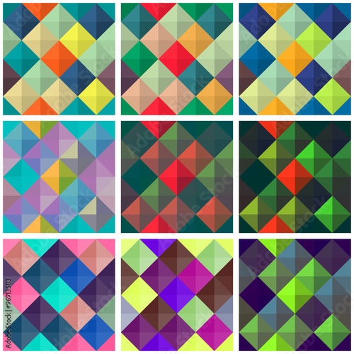 Collection of seamless colorful backgrounds with squares