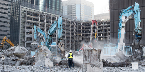 Building demolition site in Tokyo, Japan