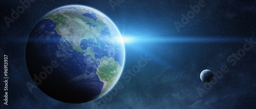 Fototapeta Naklejka Na Ścianę i Meble -  Sunrise over planet Earth in space