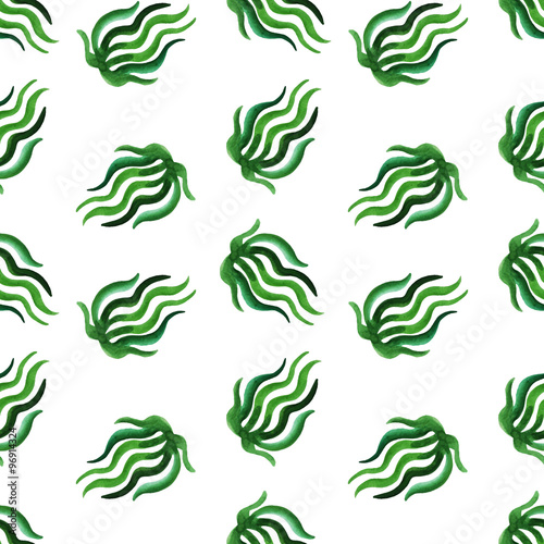 Watercolor nature seamless vector pattern (green). Grass pattern. Vintage pattern.