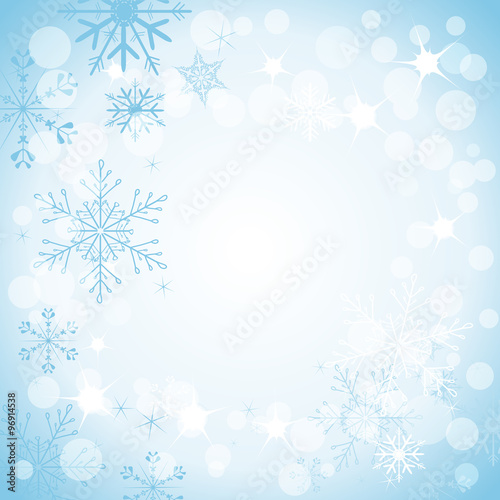 Fototapeta Naklejka Na Ścianę i Meble -  winter light blue background with snowflakes