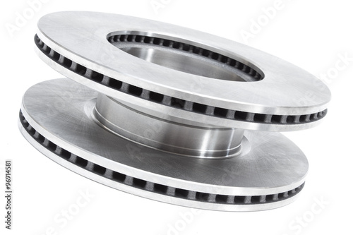 brake discs on a white background. car parts