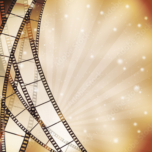 background with filmstrip and stars, stripes, lights