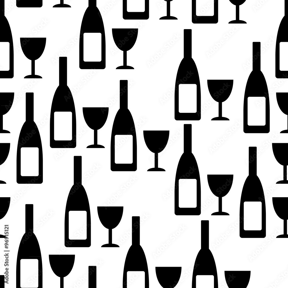 Bottle and glasse seamless pattern. Bottle and glasse seamless pattern.