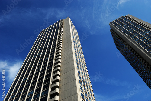 low angle view of skyscraper in Boston downtown