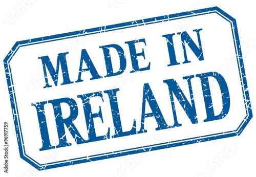 Ireland - made in blue vintage isolated label