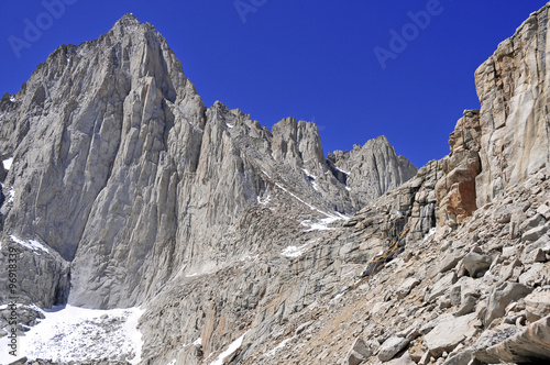 Mount Whitney, California 14er, state high point and highest peak in the lower 48 states, located in the Sierra Nevada Mountains