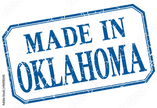 Oklahoma - made in blue vintage isolated label