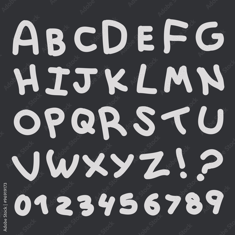Hand drawn Handmade alphabet handwritting abc vector font.