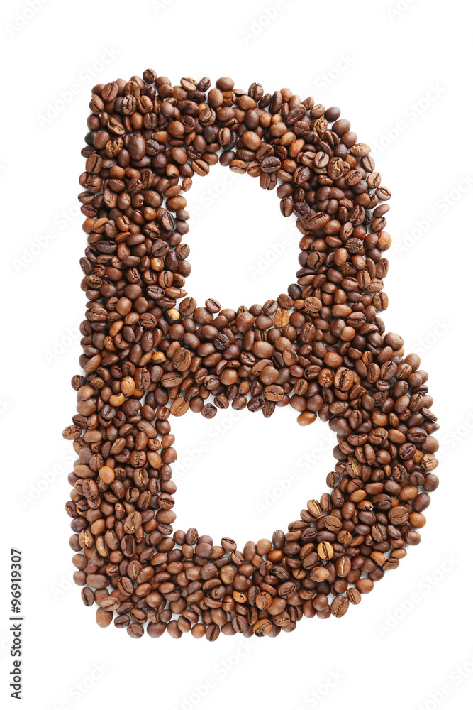 Coffee beans letter isolated on a white Coffee beans letter isolated on a white