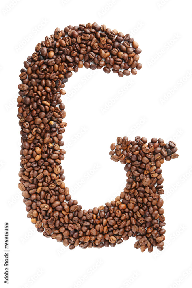 Coffee beans letter isolated on a white Coffee beans letter isolated on a white