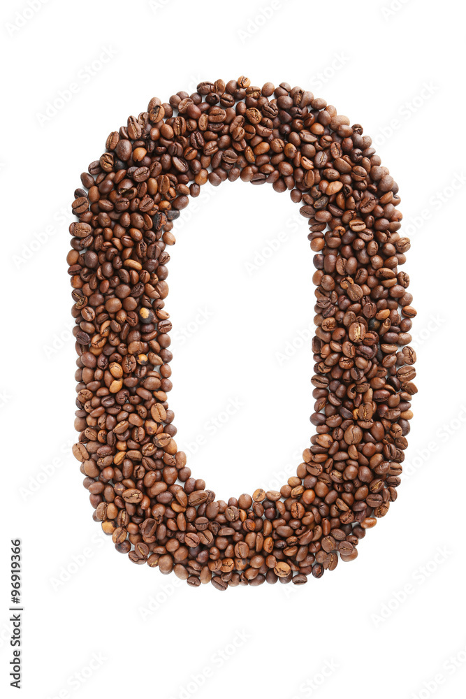 Coffee beans letter isolated on a white Coffee beans letter isolated on a white