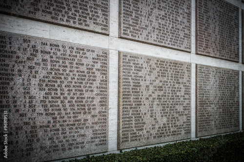 Names of Second world war casualties on a tribute wall in Floren
