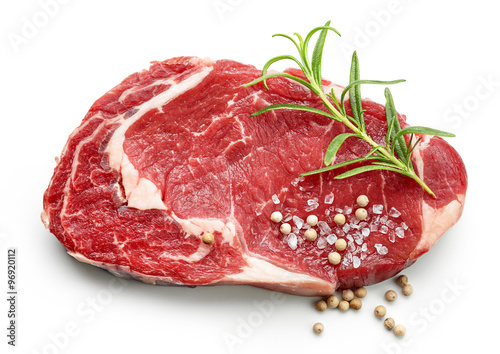 fresh raw beef steak with spices photo