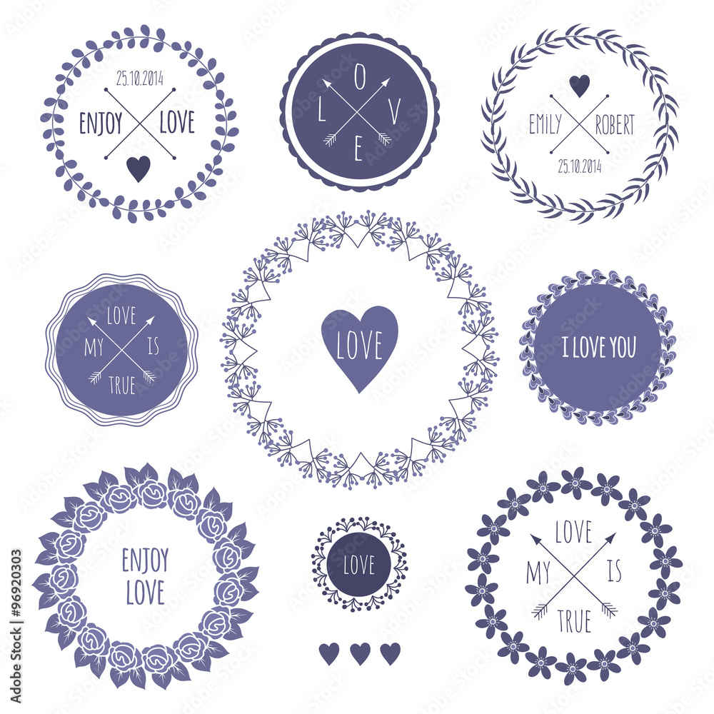 Vintage romantic hipster icons