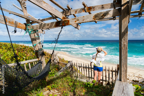 Woman enjoying beach view