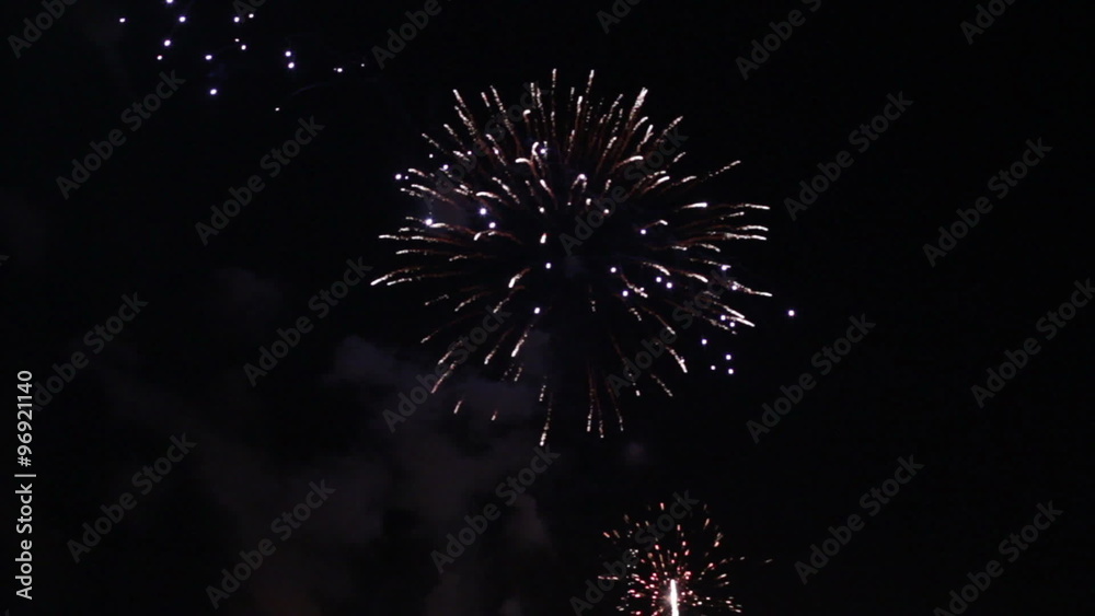 Fireworks in the night sky. Happy New Year. Fireworks in the night sky. Happy New Year.