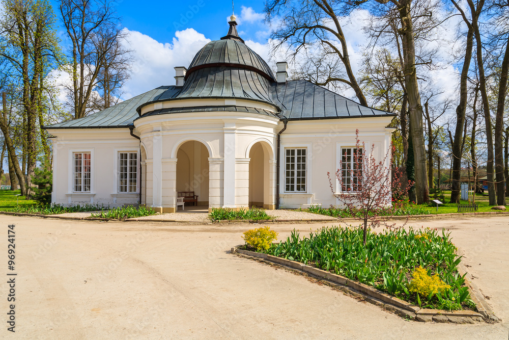 Historic orangery building in Kurozweki palace park, Poland