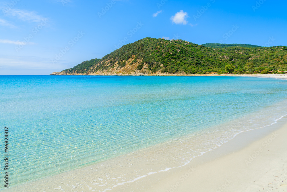 Crystal clear water of Cala Pira beach, Sardinia island, Italy