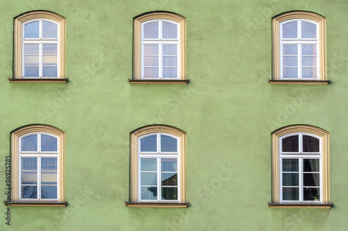 Windows of an old house in Krakow city  Poland