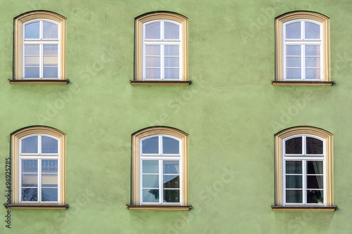 Windows of an old house in Krakow city, Poland