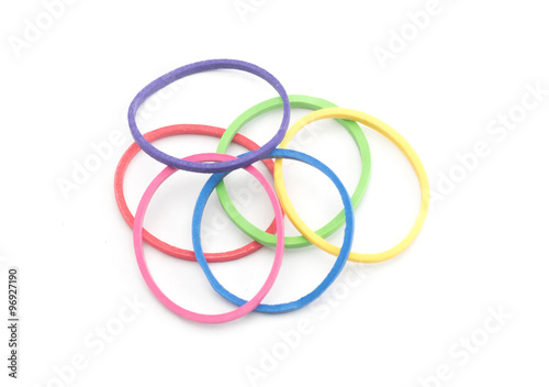 Elastic bands on a white background