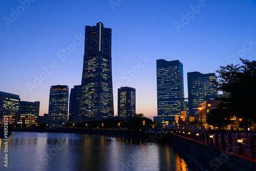 Skyscrapers at Minatomirai  Yokohama at dusk