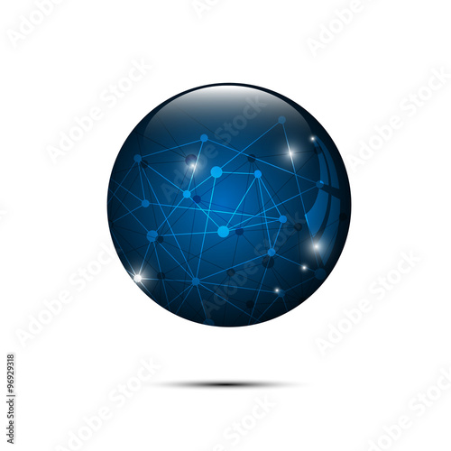 vector abstract blue sphere polygonal design hi tech concept