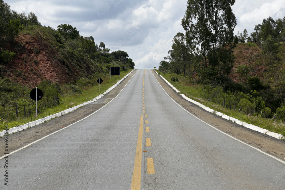 Asphalt road with straight