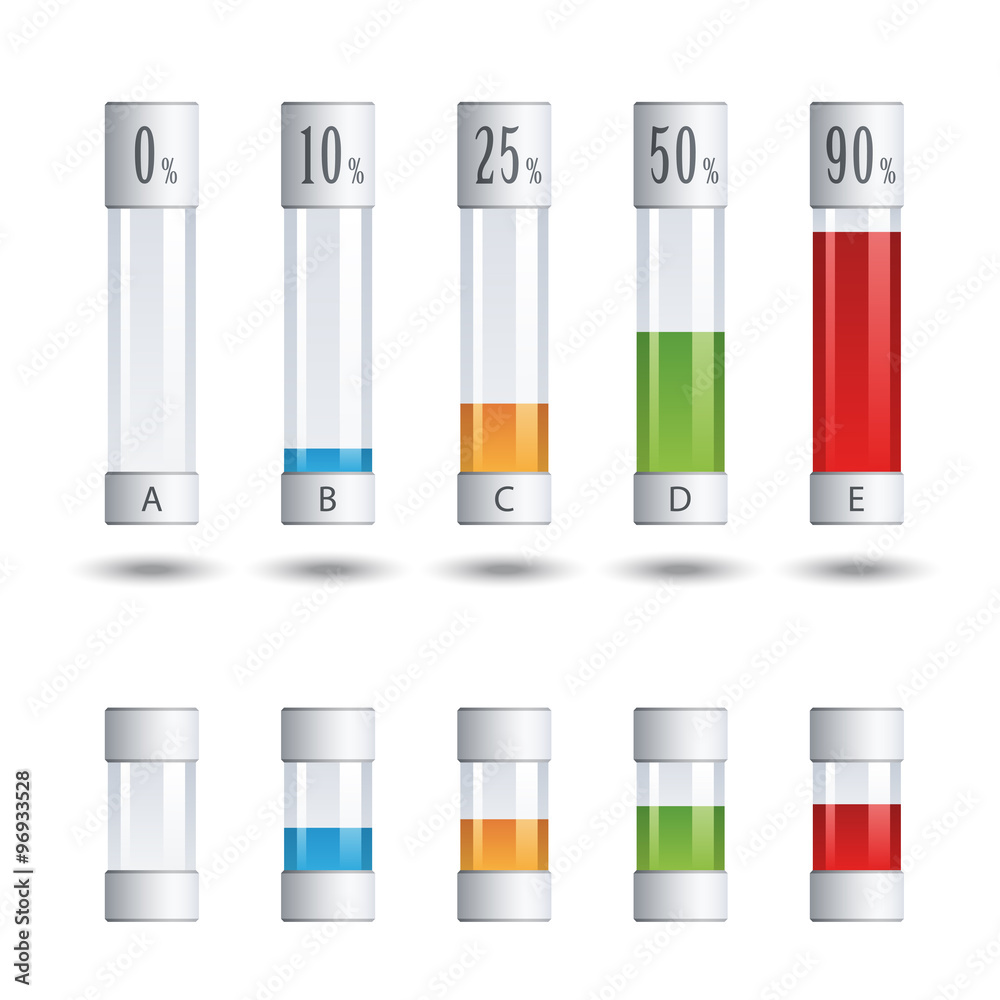 vector glass tubes percent infographic vector glass tubes percent infographic