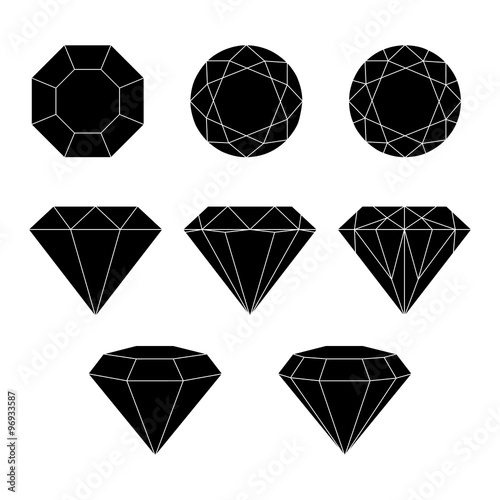 Diamond vector icons set.