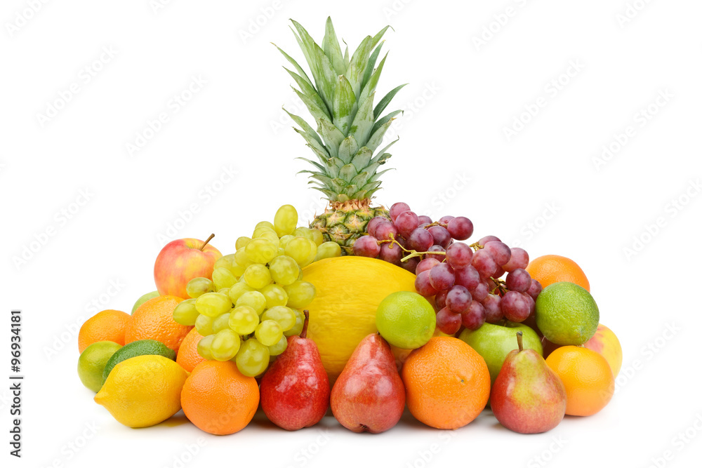 fruit and berries isolated on a white background