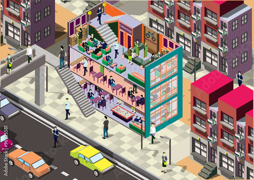illustration of info graphic urban concept in isometric graphic