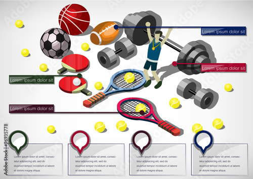illustration of info graphic sports equipment concept in isometric graphic