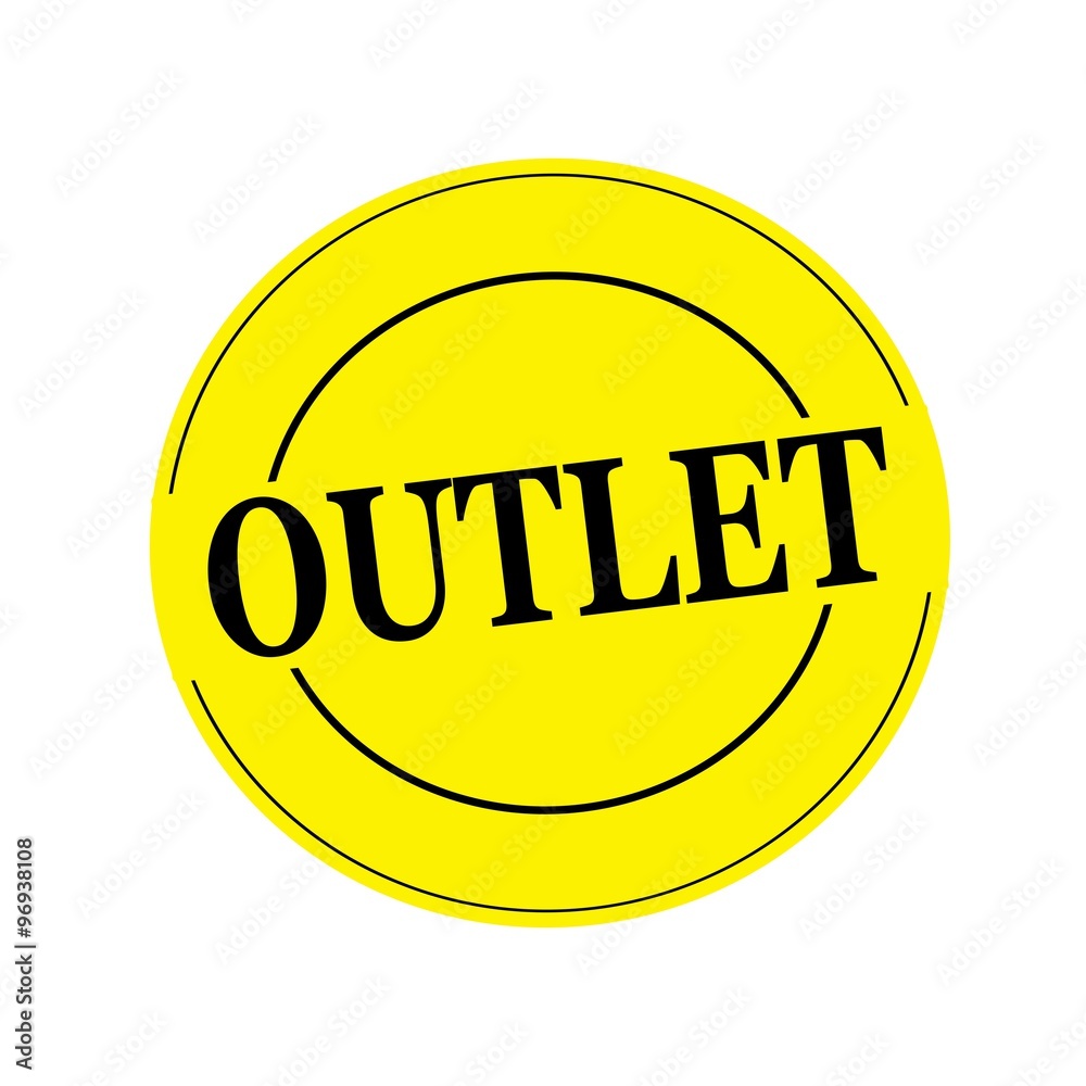 outlet Black stamp text on circle on yellow background outlet Black stamp text on circle on yellow background