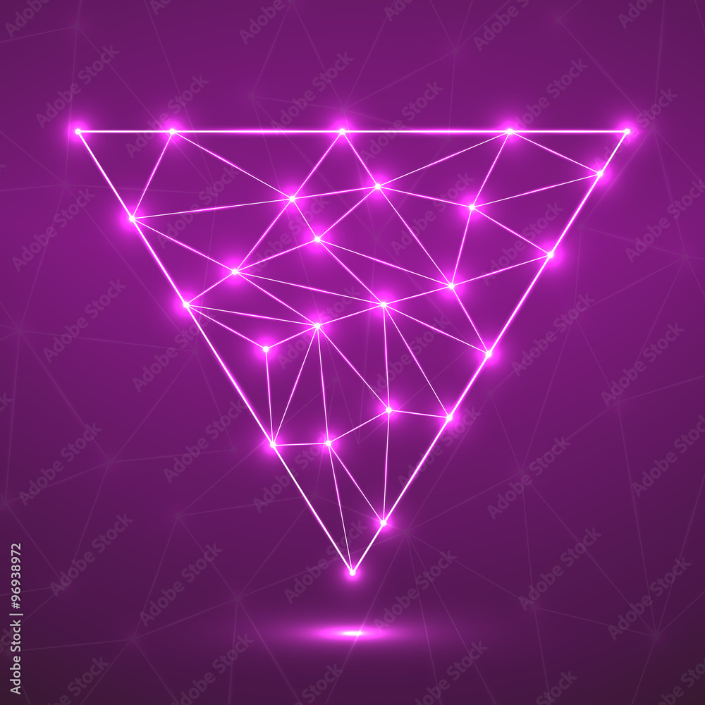 Abstract network in triangle with glowing dots and lines, network connections. Vector illustration. Eps 10 Abstract network in triangle with glowing dots and lines, network connections. Vector illustration. Eps 10