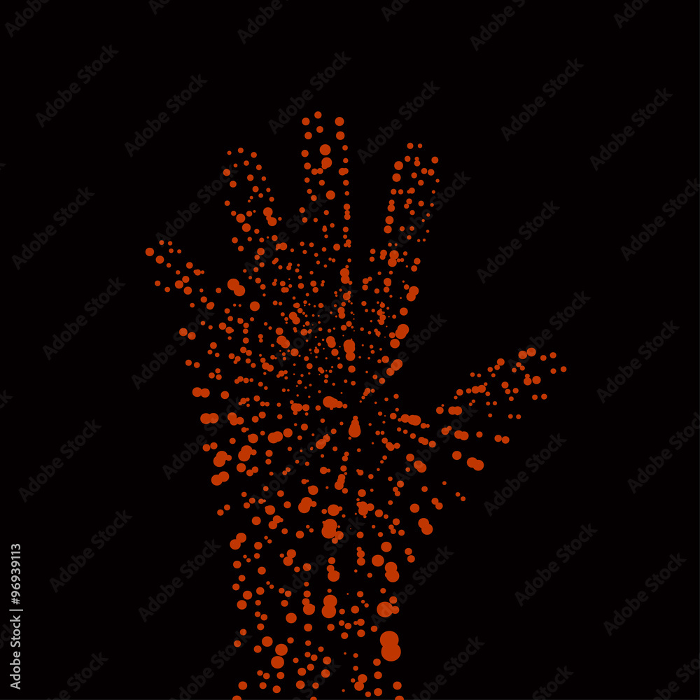 Abstract  hand with colorful dots. Vector illustration. Eps 10