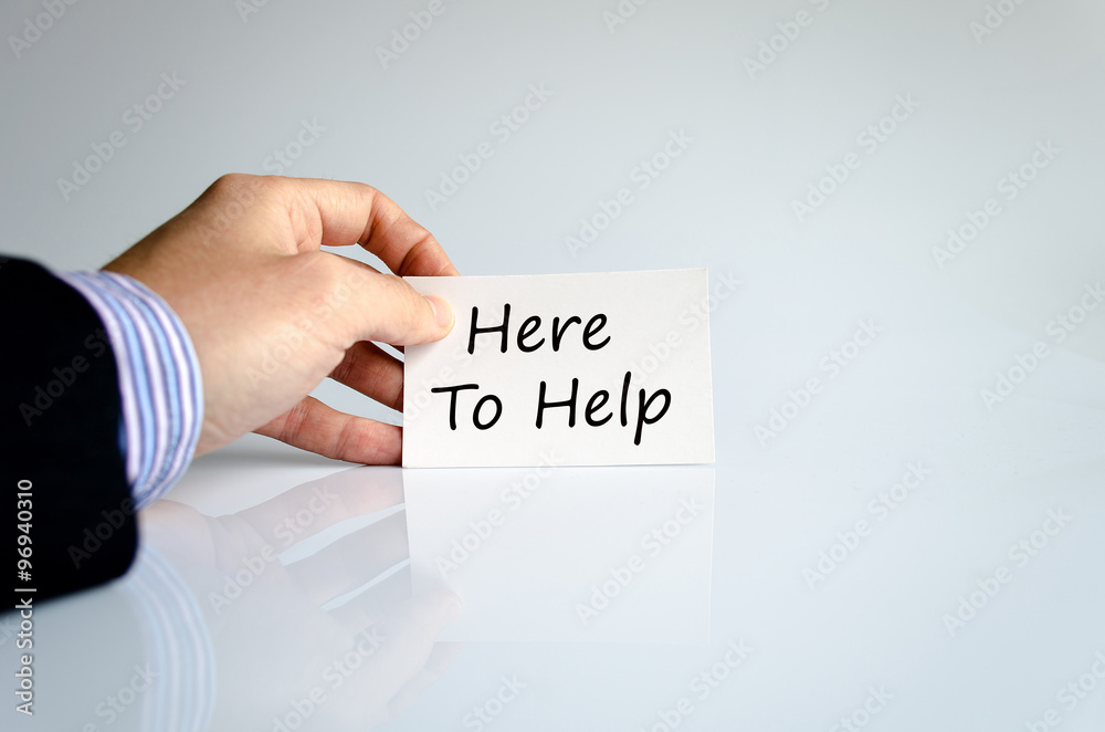 Here to help text concept Here to help text concept