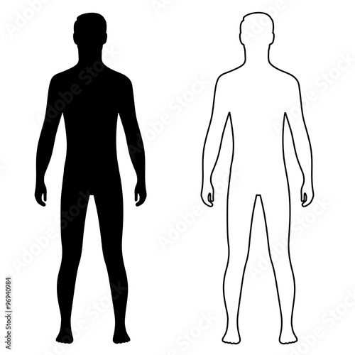 Fashion man couple outlined template figure silhouette