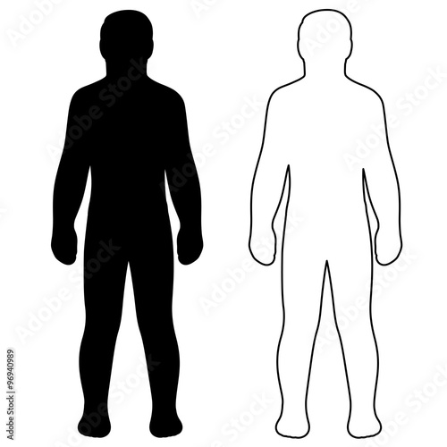 Fashion man couple outlined template figure silhouette