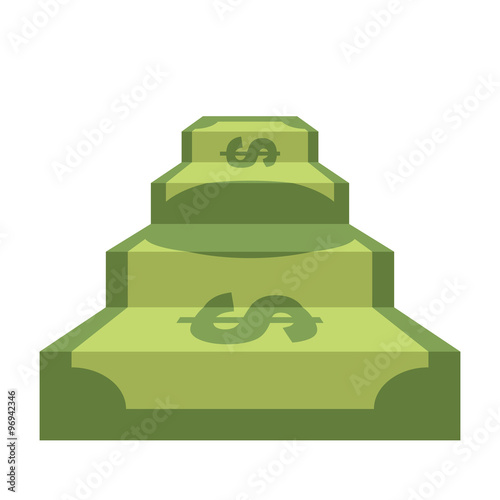 Steps from dollar. Track of  money. Staircase in form of money.