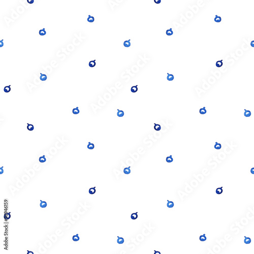 Watercolor seamless blue berries vector pattern. Vintage naive pattern.