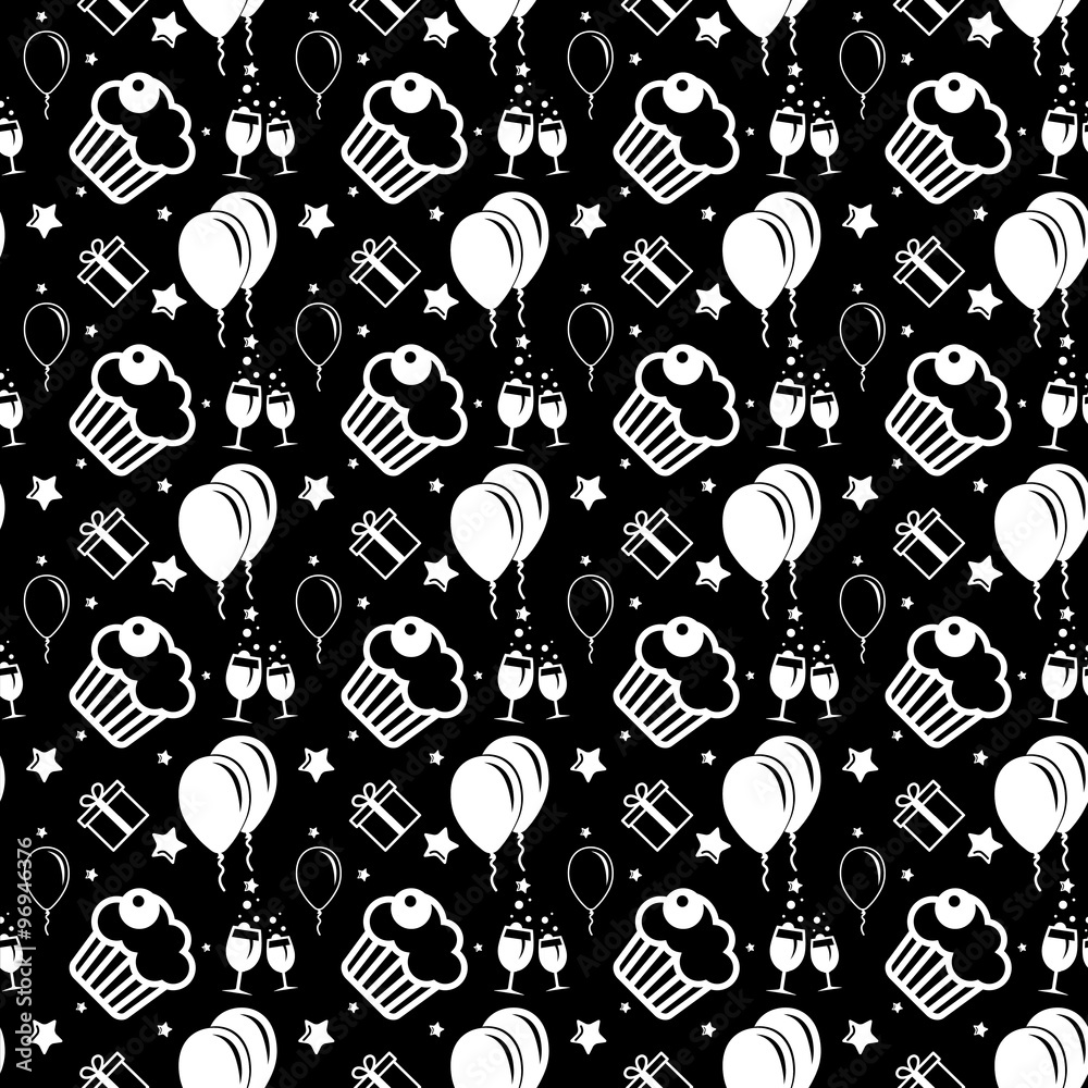 Naklejka premium Happy birthday and anniversary seamless background pattern 