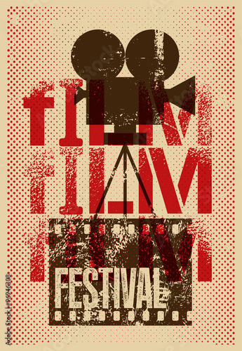 Film festival poster. Retro typographical grunge vector illustration.