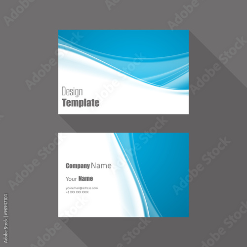 Business card with blue wave vector background
