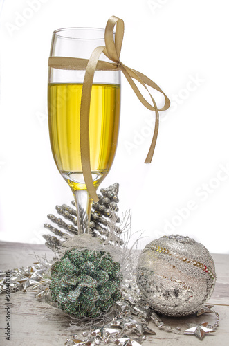 New Year eve champagne glass decoration