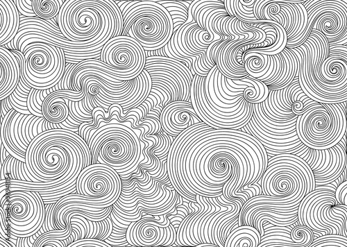 Abstract vector seamless pattern with waving curling lines. You can use any color of background