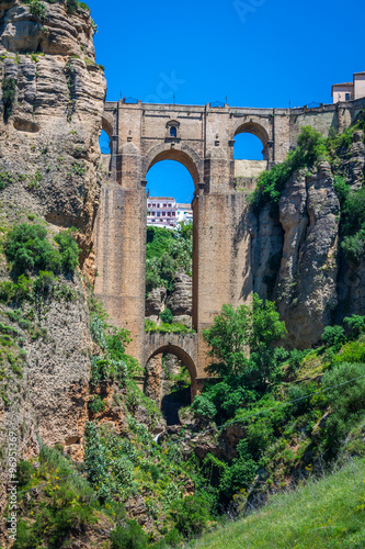 Obraz na płótnie Bridge of Ronda, one of the most famous white villages of Malaga w salonie