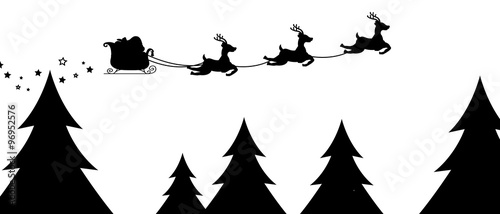 weihnachtliche Silhouette Weihnachtsmannschlitten