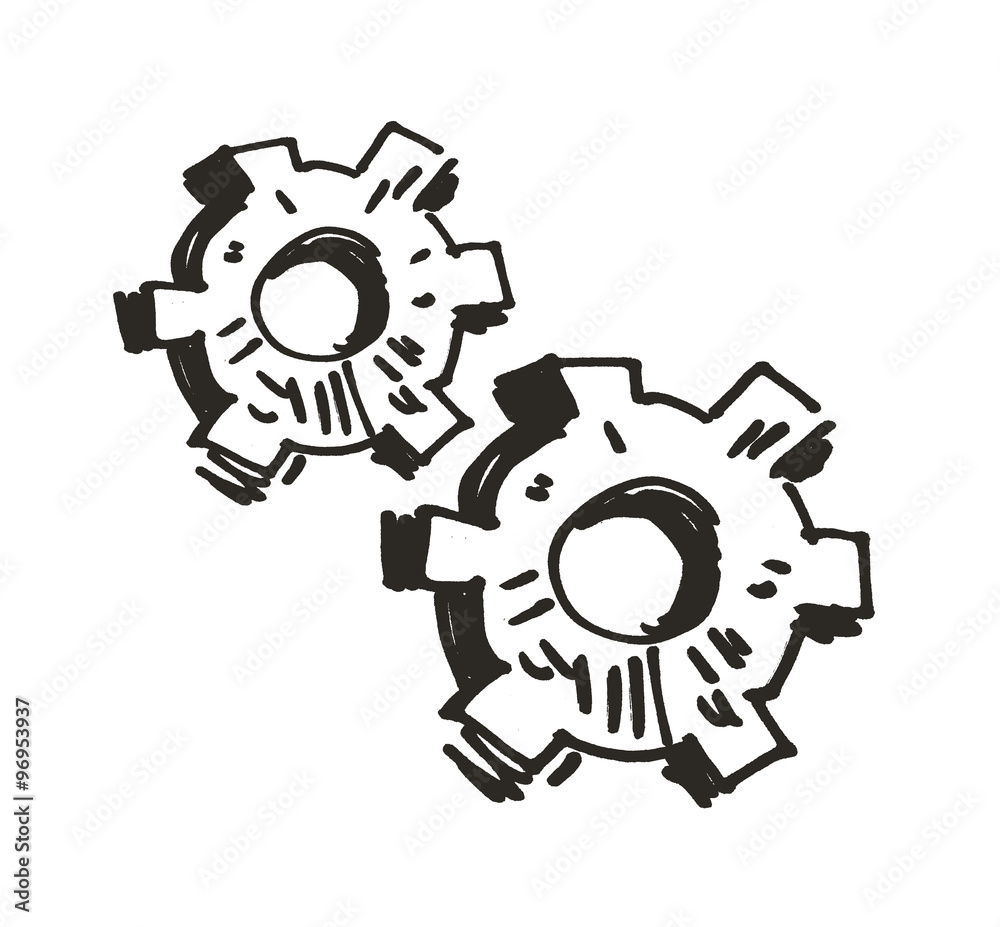 Gears. Doodle. Vector illustration
